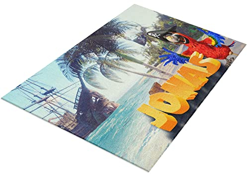 timalo® Kinderzimmer Teppich mit Namen Schatzinsel | Personalisierbarer Kinderteppich Dekoration individuelle Kinder Fußmatte drucken Lassen | carpet-kind-a-140x90-12-Pirat