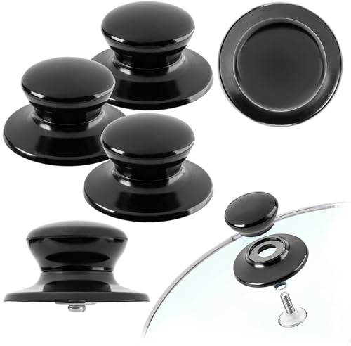 KADAX Pot Lid Knob, Pan Lid Handle Replacement, Heat Resistant Knob for Glass Lid, Plastic Handle for Saucepan Lid (Set of 3)
