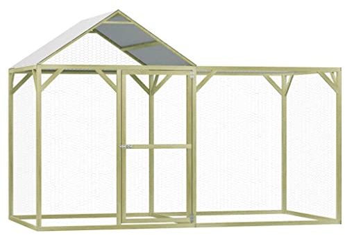 KOIECETA Kiefernholz Imprägniert Hühnerkäfig Hühnerstall Hühnerhaus Geflügelstall Freilaufgehege Hühnervoliere Kaninchenstall Freilauf 3 x 1,5 x 2 m