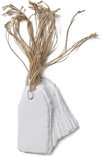 Handgefertigte Etiketten mit Büttenrand von Wanderings – nur 9.5 x 4.5 cm – 25 Stück – ideal für Geschenkanhänger, Preisschilder, Kunst und Handwerk, Tischkarten, Namenskarten – dick 150 GSM