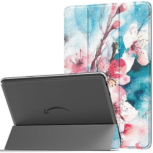 MoKo Funda para Amazon Fire HD 10 Tableta (13ª Generación, Modelo de 2023) 10,1, Funda Plegable Cuero PU para Fire Tablet 10 2023 con Carcasa Translúcida, Auto Activación/Reposo,Flor de melocotón
