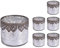 Jinfa 6er-Set orientalischer Teelichthalter aus Glas Windlichter Kerzengläser Teelichtgläser Geschenk | Zylindrische Form | Edles Silber Ø 10cm x h 9cm