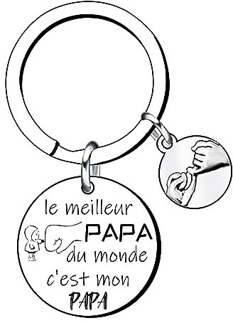 QTZXZX De Papa Porte clés Papa Meilleur Papa, Porte-clefs Papa,Cadeau Baptême, Cadeau Homme,Porte-clés Hommes de Fête des Pères Noel Papa (8)