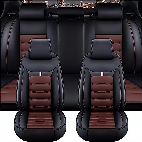 INTCHE Autositzbezüge Full Set für VW Amarok/Beetle/Bora/Caddy/Corrado/EOS/Golf 2000-2023 2024, Wasserdichtes Autositzbezüge, Universell Sitzbezug Auto Sitzschoner,Black-Coffee