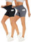 Missluck 2er Pack Radlerhose Damen Hohe Taille Kurze Sporthose Shorts Sommer Leggings Blickdicht Hotpants Unter Kleider für Yoga Sport, S-M, Schwarz/Dunkelgrau-mit Taschen