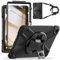 Gerutek Case for Samsung Galaxy Tab A9 Plus 11 Inch 2023, Shockproof Case with Screen Protector/360 Degree Rotating Stand/Hand Strap/Shoulder Strap for Galaxy A9 Plus Tablet Cover, Black