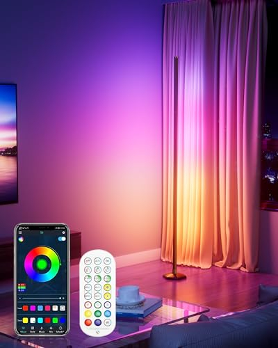 WISIMMALL RGBIC LED Stehlampe Wohnzimmer Dimmbar,170cm Standleuchte mit Fernbedienung&APP, Ecklampe mit 16 Millionen Farben und 300 Szenenmodi für Spielzimmer, Schlafzimmer, Party, TV - mit Musi-Sync