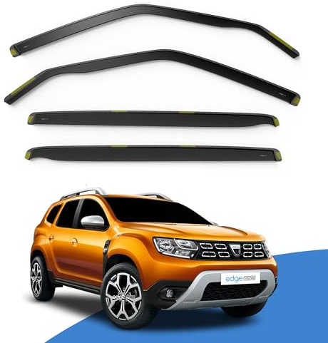 EdgeVisors Wind Deflectors Dacia Duster MK2 5Dr SUV 2018-2024 4pc | In-Channel Rain Guards & Accessories, Deflect Rain & Wind, Fresh Airflow, Tinted, Easy Install