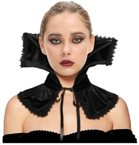 keland Gothic Vampir Kragen Hexe Samt Viktorianisch Halskrause für Damen Halloween (Z-Schwarz)