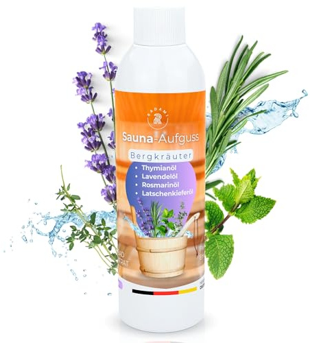 Saunaaufguss Bergkräuter 250ml | Duftendes Sauna- & Dampfbad Konzentrat für Entspannung und Wohlbefinden