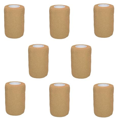8 Rollen Selbstklebender Verband 7.5cm X 4.5m Selbsthaftende Bandage Elastische Binde Wundverband Fixierbinde für Knie Handgelenk und Sprunggelenk Hautfarben