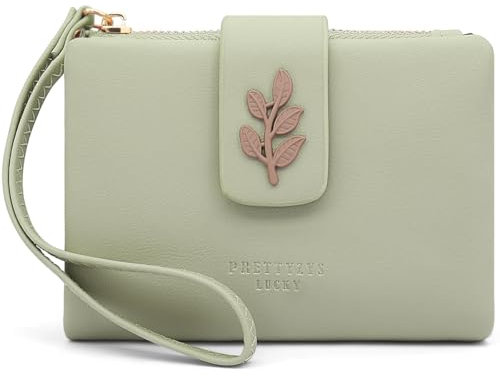 GOUNNU Porte Monnaie Femme en Cuir PU Portefeuille Femme Petit Format RFID Blocage Porte Feuilles pour Femme avec 7 Emplacements et Porte Monnaie à Fermeture éclair (Vert-1)