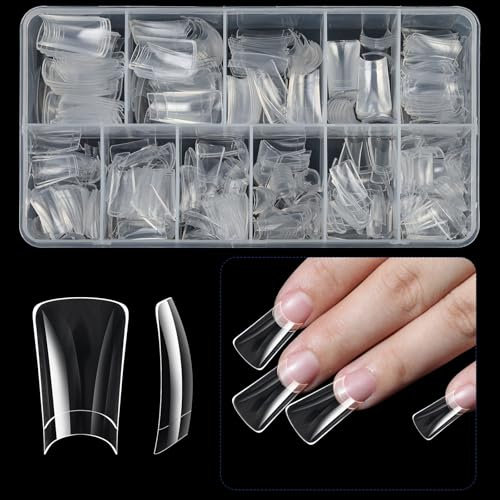 504x Curved Nails Tips Duck Nails Tips Press On Nails Tips Half Covers False Nails Clear Nails Tips For Nails Extensions
