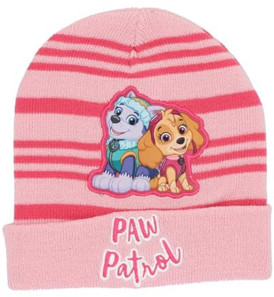 Paw Patrol Babymädchen Baumwollmütze, rosa mit Streifenmuster und Skye Hundemotiv (DE/NL/SE/PL, Numerisch, 52, Rosa)