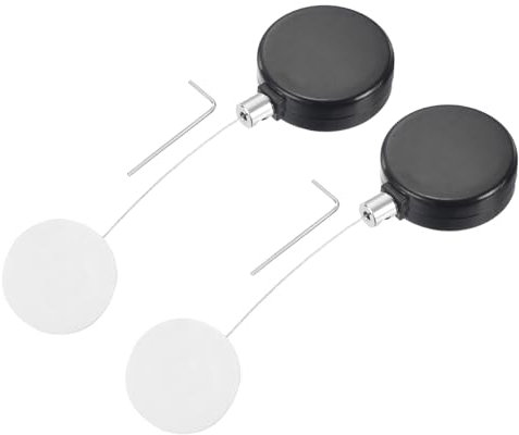 QUARKZMAN 1.8 ft Câble Rétractable avec Patch Rond Télécommande Serrure De Sécurité avec Cordon Réglable Anti Vol pour Laptop, TV, 200g, Noir, 2 Pack