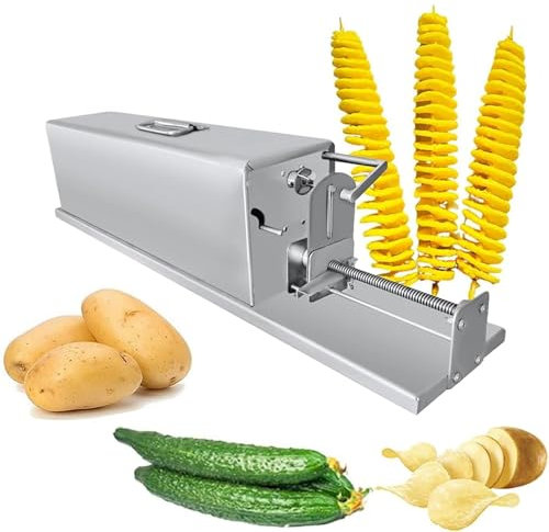 Cortadora automática de patatas, máquina de corte en espiral eléctrica, cortadora de patatas comercial, cortadora de patatas de acero inoxidable for boniatos, zanahorias, pepinos y calabacines.(50Type