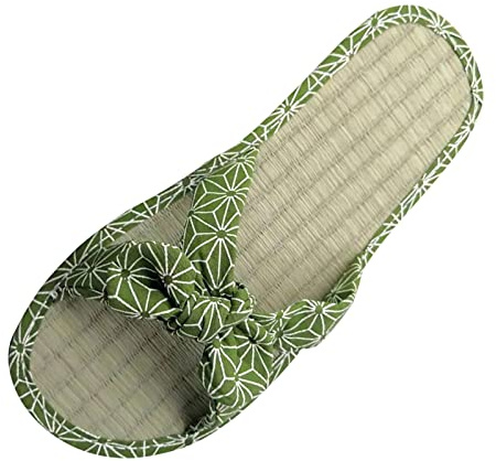 Flip-Flops Bambusfaser Damen Hausschuhe Split Toe Sommer Hausschuhe Blumensandalen Flache Unterseite Bequeme rutschfeste leise Bambus Rattan Hausschuhe Anti-Schweiß Frische Flip-Flops