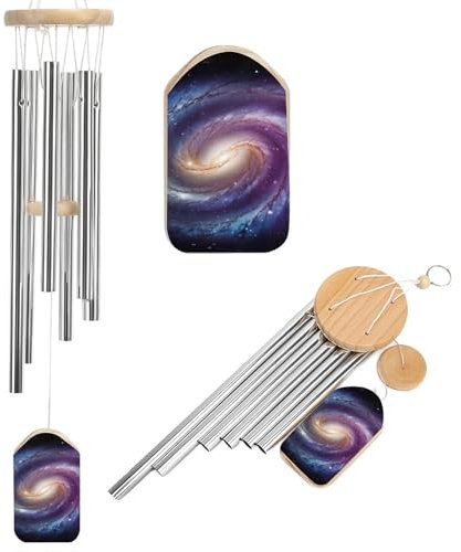 Spiral-Galaxie-Windspiel für den Außenbereich, Gedenk-abgestimmte Aluminiumlegierung und Holz, Outdoor-Windspiel, große Gartendekoration mit melodischem Klang für Terrasse, drinnen, draußen