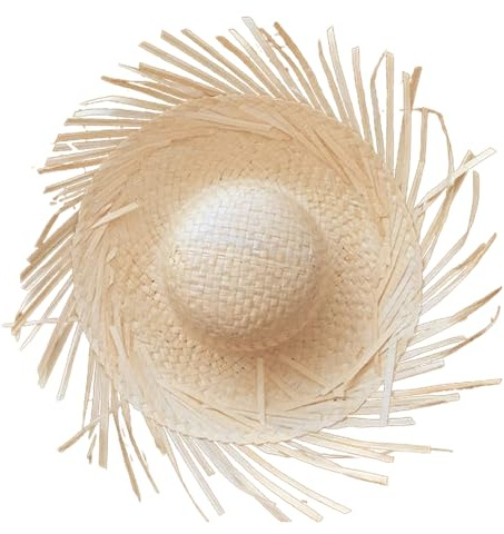 YUOIUX Sonnenhut Mexikanos Sombrero Hut, Handgefertigter Strohhut, Hawaii-Stil, Verkleidungsrequisiten, Strohhut mit zerrissener Krempe