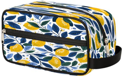 Mexpekil Beauty case estivo con foglie di limone, organizer da viaggio, per donne, uomini, ragazzi, ragazze