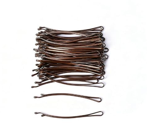 Waltonalice 100 Stück Haarnadeln Hair Pin Metall Wellenform Haarklammern Damen Haarschmuck Frisuren Hochsteckfrisuren Zubehör Haarnadeln für Hochzeitsfrisuren Friseursalon gebogener brauner 5cm