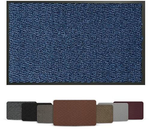 Door Mat Indoor Outdoor Non Slip Rubber Mat – Heavy Duty Washable Floor Mat, Super Absorbent Dirt Trapper Doormat for Front Door, Kitchen & Entrance Hallway (Blue, 60cm x 90cm)