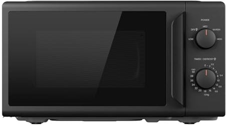 Comfee CMO-MP012ND(BK) Freistehende Mikrowelle, 20L kompakt in Schwarz, 700W Mikrowelle klein mit 5 Leistungsstufen, Drehteller, Auftaufunktion für Singles, Studentenwohnheim & kleine Küchen