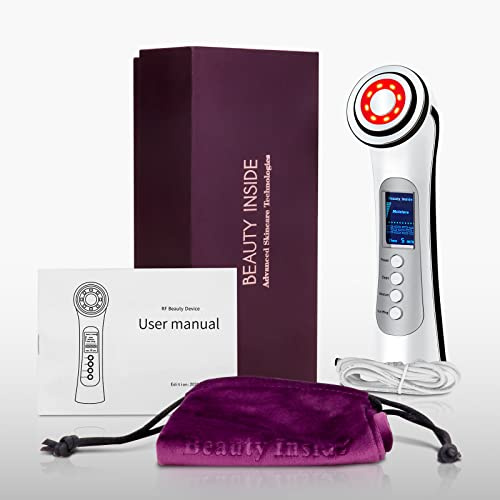 CARER BEAUTY Dispositivo de Radiofrecuencia Facial 5 en 1 con Terapia LED RF EMS Vibración Función Iónica Antiedad Antiarrugas Limpieza Facial Cuidado Profundo