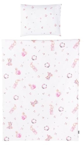 Chipolino Babybettwäsche 3-teilig, Decke 130 x 100 cm, Kissen 45 x 35 cm, Laken rosa Blumen