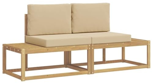vidaXL Outdoor-Sofagarnitur mit Kissen 2 pcs Weiß und Beige Polyester, Moderner Outdoor-Sofa, robuste Gartensitzmöbel, Lounge-Set für Terrasse, Pool und Gartenbereich