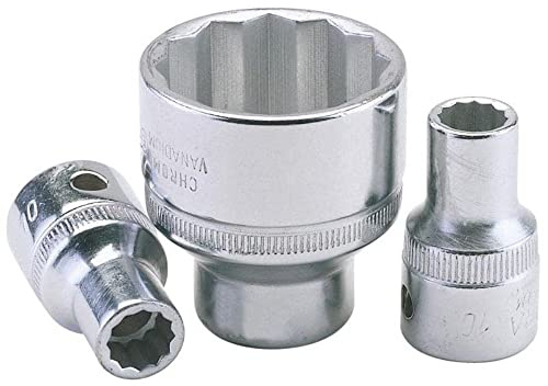 Draper 24731 Elora Bi-Hexagon Socket, 1/2 Square Drive, 28mm, Blue