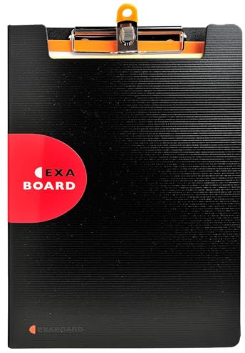 Exacompta - Ref. 52134E - Carton de 10 porte-blocs à pince avec rabat et élastique - Exactive - Porte stylo - Pochette A4 sur le rabat - Livré avec bloc notes - 23,5 x 33,5 cm - Pour A4 - Noir