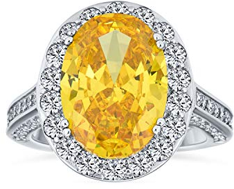 Personalisieren Estate Vintage Style Cocktail 6CT Halo AAA CZ Kanariengelb Oval Solitär Statement Verlobungsring für Frauen .925 Sterling Silber Pave Seitensteine Anpassbar