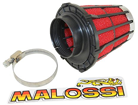 Filtro aria da competizione Malossi E5, dritto, Mikuni VM 24 – 28, attacco:44 mm, altezza 90 mm, nero, filtro interno: rosso