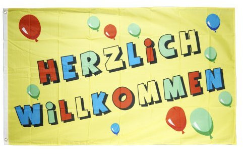Flaggenfritze® Flagge Herzlich Willkommen 90x150cm