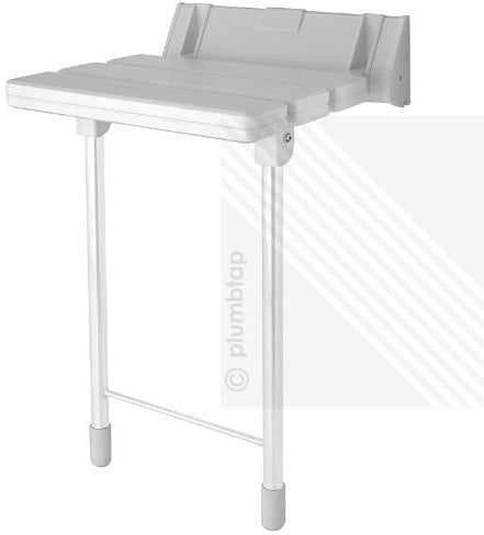 EcoSpa Comfort Plus Bathroom Mobility Aid | Wall Mounted Folding Shower Seat Stool in White | Max. 180kgs/28st