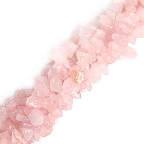 6-8mm Rosenquarz Perlen Naturstein Kies Edelstein Chips Perlen Großhandel Lose Perlen für Schmuckherstellung Freeform Rosa 86,4 cm JOE FOREMAN