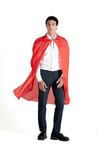 Ciao - Cape Cloak Disguise Fancy Dress with Lapel Revers (One Size Adult), red
