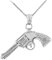 Kleine Schätze Solid Sterling Silber 925 Pistole Revolver Pistol Anhänger Halskette