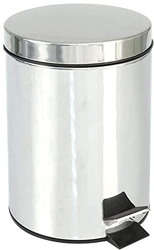 Amig - Cubo de Acero Inoxidable con Pedal - Basura o Papelera con Recipiente Interior extraíble de plástico con Asa - Higiénico y Fácil de Limpiar - Tratamiento Antihuellas - Satinado - 12L