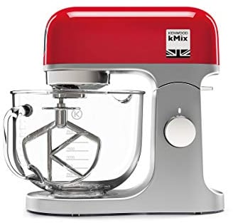 Kenwood kMix Stand Mixer for Baking, Stylish Kitchen Mixer with K-beater, Dough Hook and Whisk, 5L Glass Bowl, Removable Splash Guard, 1000 W, Red