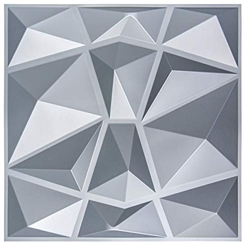 Art3d 3d wandpaneele strukturiertes 3d-wanddesign grauer diamant 50 × 50cm 12 Stück (mattgrau)