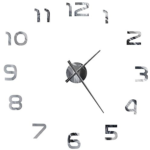 vidaXL 3D Wanduhr Modernes Design 100cm XXL Silbern Wand Uhr Wandtattoo Deko