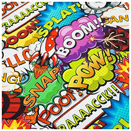 VmG-Store Baumwollstoff Stoffe Meterware Nähen I Nähstoff Kinder Kinderstoff 148cm breit (BA021 Comic 2.0, 50 x 148cm)