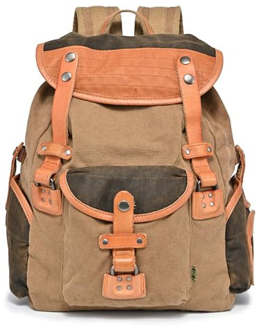 TSD Marke Canvas Tapa Rucksack, Braun, Large, Laptop