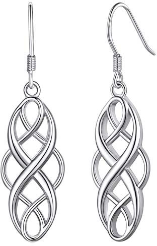 Silvora Largos Pendientes Nudos Bruja Celtas Mujer Plata de Primera Ley Piercing de Oreja Pendientes Colgantes Hipoalergenicos