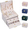 hombrima Schmuckschatulle, abschließbar, Schmuckschatulle für Damen, mit 2 Schubladen und 3 Ebenen, Aufbewahrung für Uhren, Halsketten, Ringe, Armbänder, Geschenkideen (Groß-Weiß)