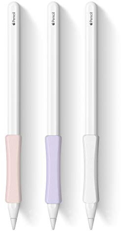 iPencil Grips Schutzhülle aus Silikon, kompatibel mit Apple Pencil (USB-C) und Apple Pencil (2. Generation), iPad Pro 11 12,9 Zoll 2018 (Weiß, Rosa, Violett), 3 Stück