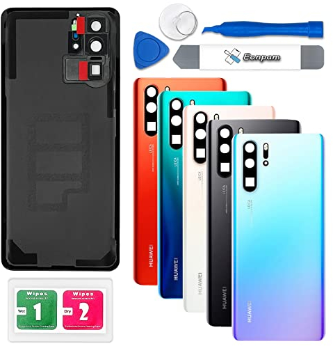 Eonpam Akkudeckel für Huawei P30 Pro Rückseite Glas Original Backcover Back Glas Ersatz Reparatur Set mit Kameraobjektiv (Breathing Crystal)