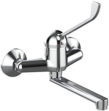 MISCELATORE MONOCOMANDO LAVELLO A MURO CON LEVA CLINICA LINEA TEN Cromo